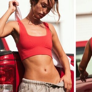 FP movement good karma square neck bra red apple